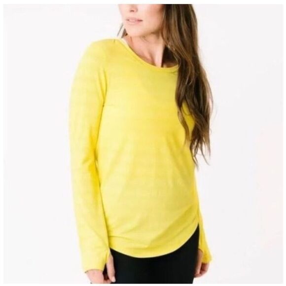 ZYIA Women's Yellow Subtle Stripe Long Sleeve T Size Large - Picture 1 of 7